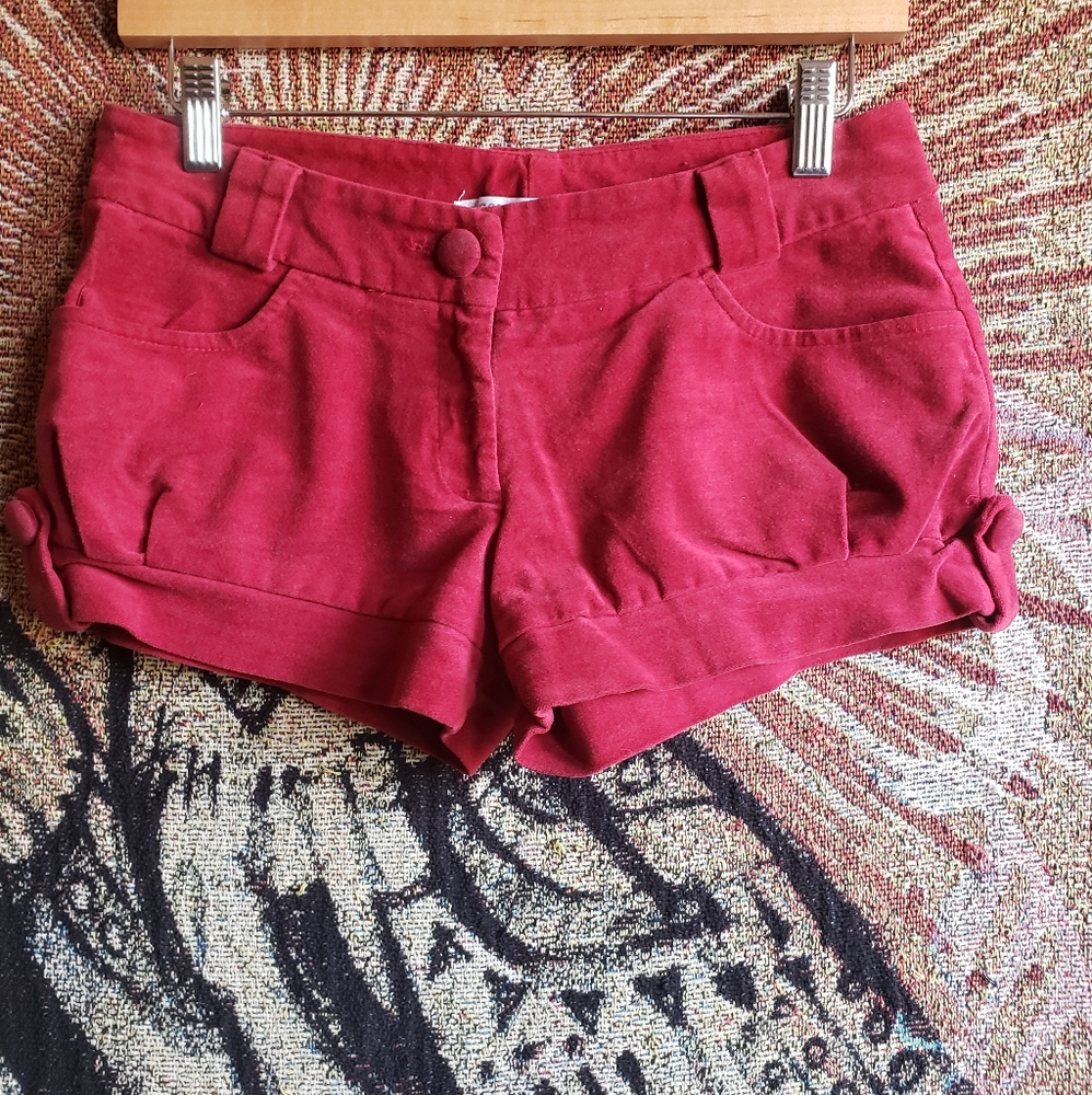 Red velvet shorts